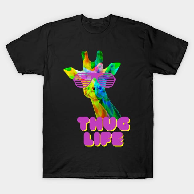 Thug Life Neon Giraffe T-Shirt by tweimer